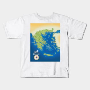 Illustrated Map Of Greece Kids T-Shirt
